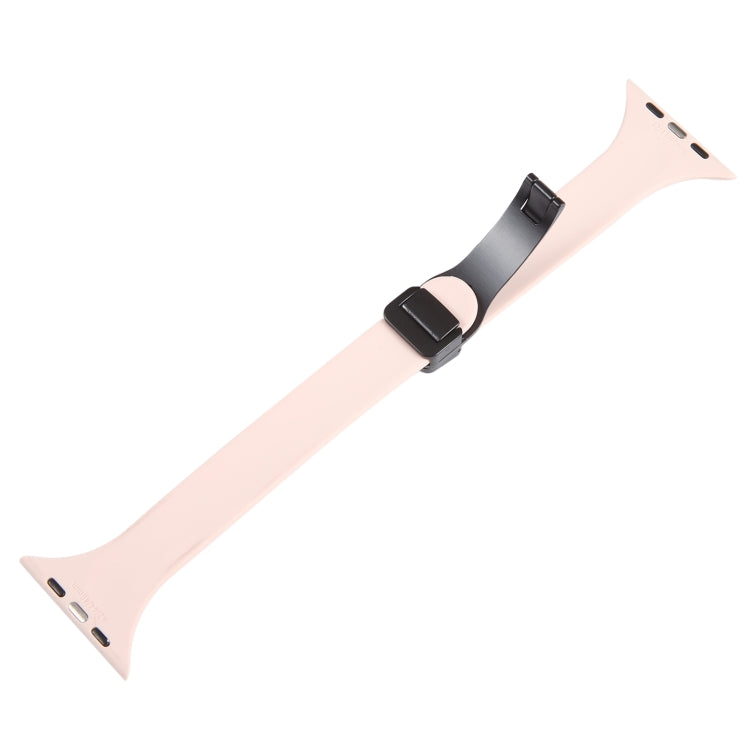 For Apple Watch 8 41mm Magnetic Buckle Slim Silicone Watch Band(Pink) - Watch Bands by PMC Jewellery | Online Shopping South Africa | PMC Jewellery