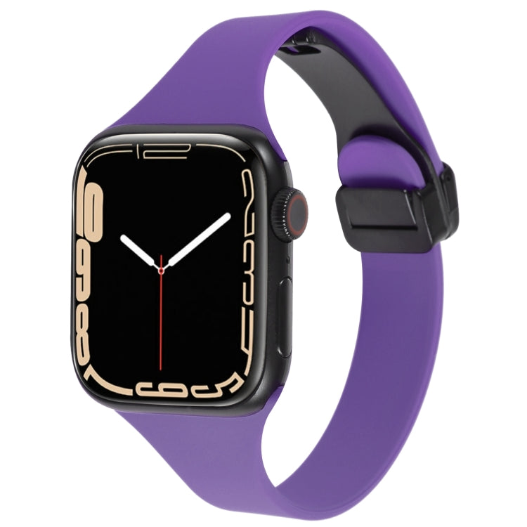 For Apple Watch SE 2022 40mm Magnetic Buckle Slim Silicone Watch Band(Dark Purple) - Watch Bands by PMC Jewellery | Online Shopping South Africa | PMC Jewellery