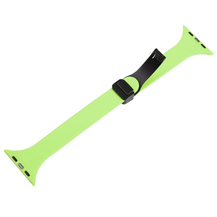 For Apple Watch SE 2022 40mm Magnetic Buckle Slim Silicone Watch Band(Green) - Watch Bands by PMC Jewellery | Online Shopping South Africa | PMC Jewellery