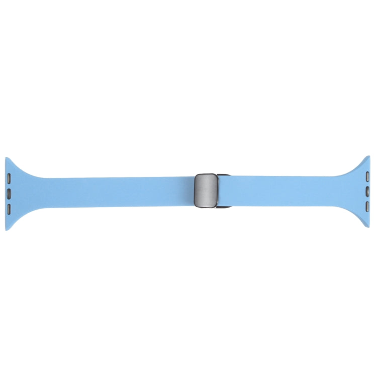 For Apple Watch SE 2022 40mm Magnetic Buckle Slim Silicone Watch Band(Light Blue) - Watch Bands by PMC Jewellery | Online Shopping South Africa | PMC Jewellery