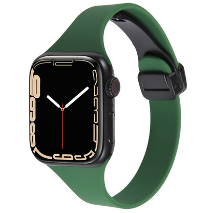 For Apple Watch SE 2022 40mm Magnetic Buckle Slim Silicone Watch Band(Alfalfa Grass) - Watch Bands by PMC Jewellery | Online Shopping South Africa | PMC Jewellery