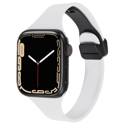 For Apple Watch SE 2022 44mm Magnetic Buckle Slim Silicone Watch Band(White) - Watch Bands by PMC Jewellery | Online Shopping South Africa | PMC Jewellery