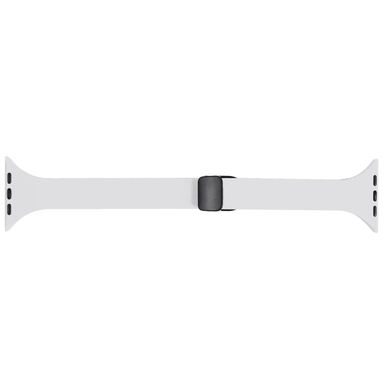 For Apple Watch SE 2022 44mm Magnetic Buckle Slim Silicone Watch Band(White) - Watch Bands by PMC Jewellery | Online Shopping South Africa | PMC Jewellery