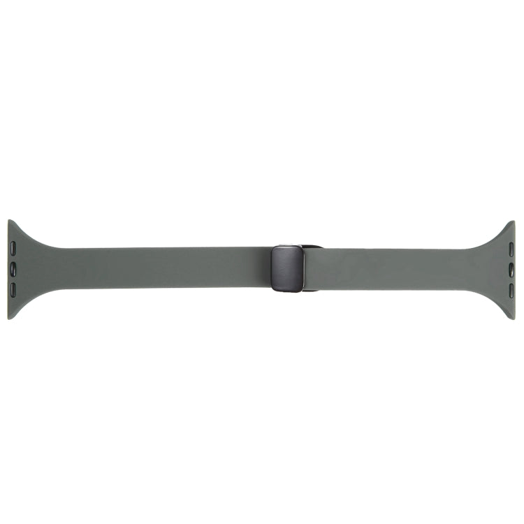 For Apple Watch SE 2022 44mm Magnetic Buckle Slim Silicone Watch Band(Army Green) - Watch Bands by PMC Jewellery | Online Shopping South Africa | PMC Jewellery