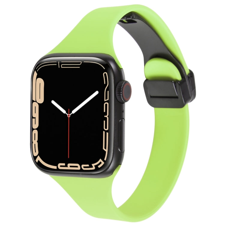 For Apple Watch 7 41mm Magnetic Buckle Slim Silicone Watch Band(Green) - Watch Bands by PMC Jewellery | Online Shopping South Africa | PMC Jewellery