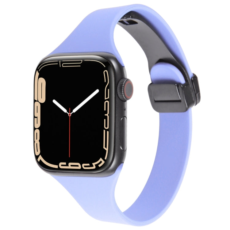 For Apple Watch 7 41mm Magnetic Buckle Slim Silicone Watch Band(Light Purple) - Watch Bands by PMC Jewellery | Online Shopping South Africa | PMC Jewellery