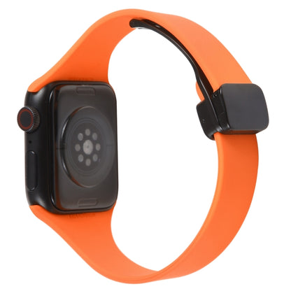 For Apple Watch 7 45mm Magnetic Buckle Slim Silicone Watch Band(Orange) - Watch Bands by PMC Jewellery | Online Shopping South Africa | PMC Jewellery