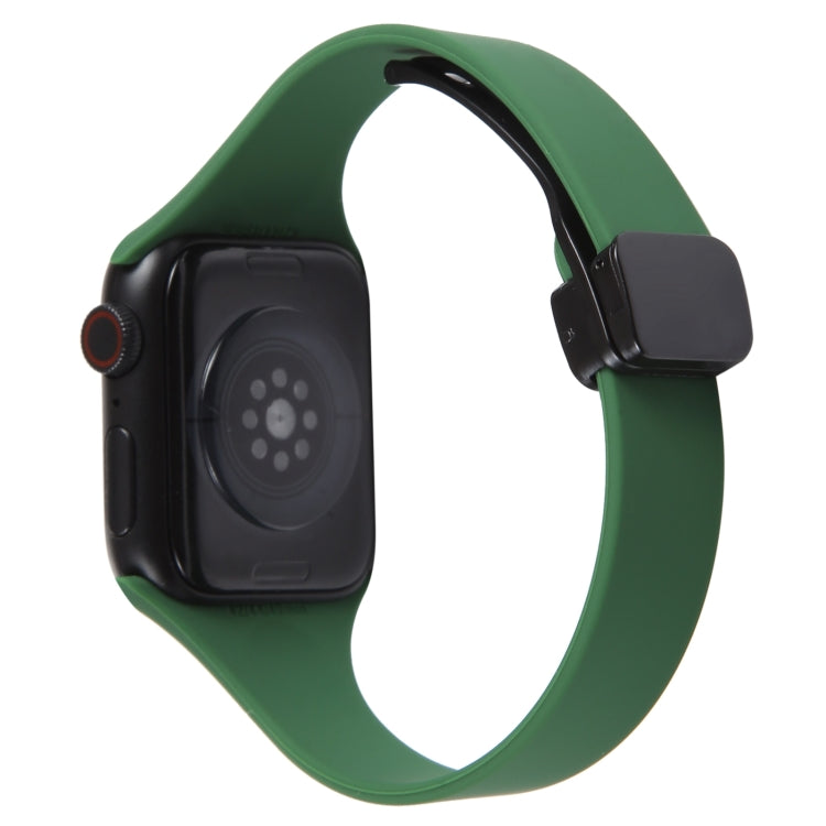 For Apple Watch SE 40mm Magnetic Buckle Slim Silicone Watch Band(Alfalfa Grass) - Watch Bands by PMC Jewellery | Online Shopping South Africa | PMC Jewellery