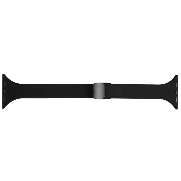 For Apple Watch SE 44mm Magnetic Buckle Slim Silicone Watch Band(Black) - Watch Bands by PMC Jewellery | Online Shopping South Africa | PMC Jewellery