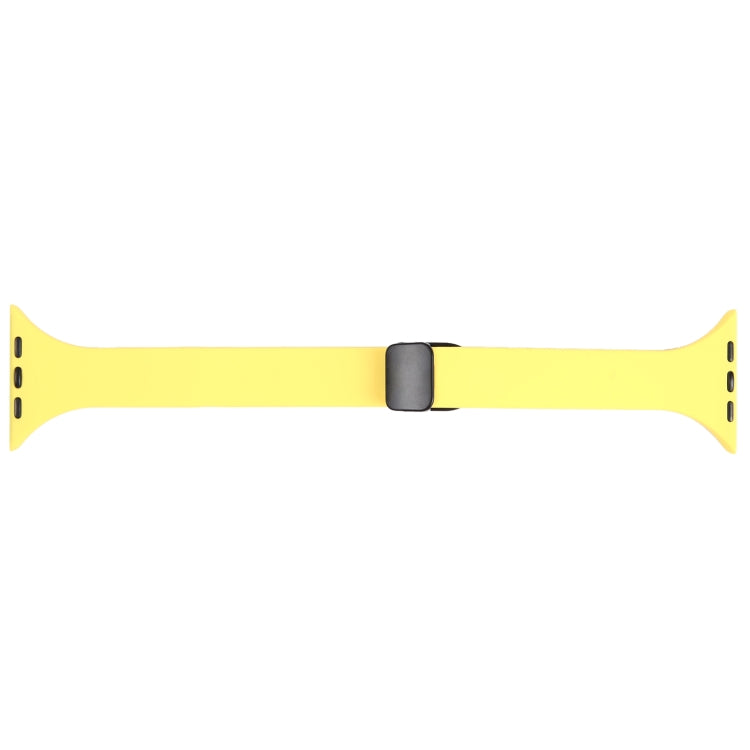 For Apple Watch SE 44mm Magnetic Buckle Slim Silicone Watch Band(Light Yellow) - Watch Bands by PMC Jewellery | Online Shopping South Africa | PMC Jewellery