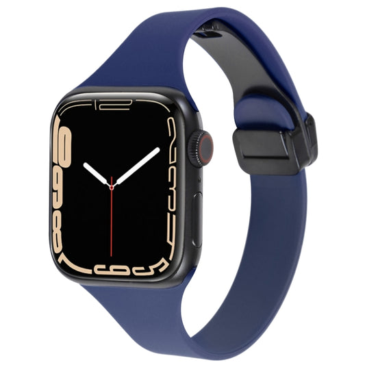 For Apple Watch 6 40mm Magnetic Buckle Slim Silicone Watch Band(Midnight Blue) - Watch Bands by PMC Jewellery | Online Shopping South Africa | PMC Jewellery