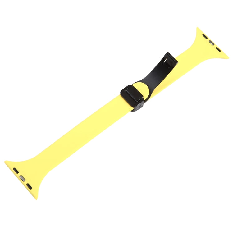 For Apple Watch 6 40mm Magnetic Buckle Slim Silicone Watch Band(Light Yellow) - Watch Bands by PMC TechLife | Online Shopping South Africa | PMC TechLife