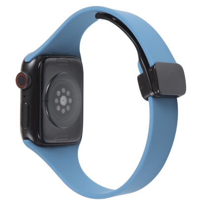 For Apple Watch 6 44mm Magnetic Buckle Slim Silicone Watch Band(Blue) - Watch Bands by PMC Jewellery | Online Shopping South Africa | PMC Jewellery