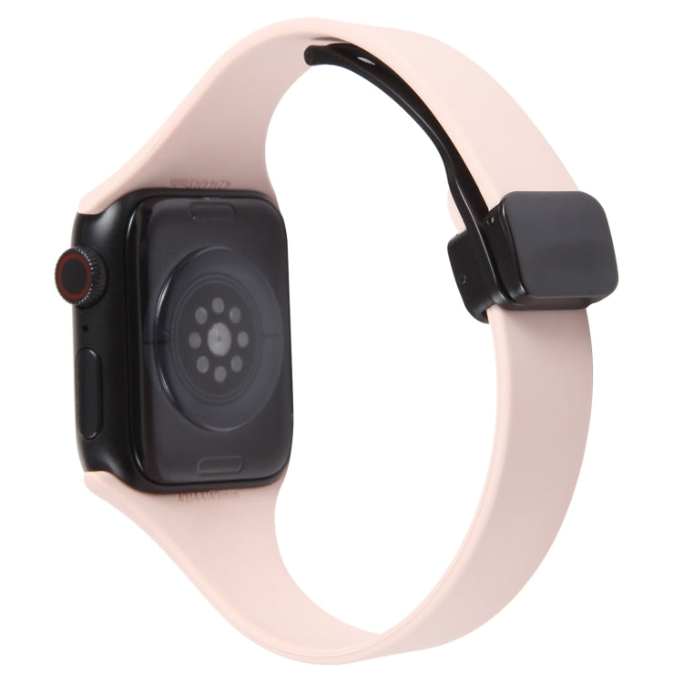 For Apple Watch 6 44mm Magnetic Buckle Slim Silicone Watch Band(Pink) - Watch Bands by PMC Jewellery | Online Shopping South Africa | PMC Jewellery