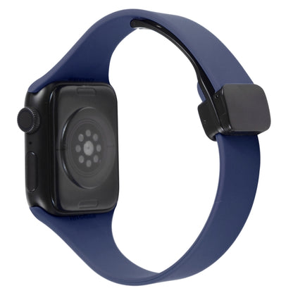 For Apple Watch 5 44mm Magnetic Buckle Slim Silicone Watch Band(Midnight Blue) - Watch Bands by PMC Jewellery | Online Shopping South Africa | PMC Jewellery