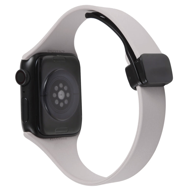 For Apple Watch 5 40mm Magnetic Buckle Slim Silicone Watch Band(Rock Grey) - Watch Bands by PMC Jewellery | Online Shopping South Africa | PMC Jewellery