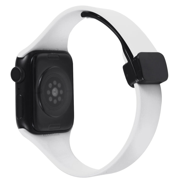 For Apple Watch 4 44mm Magnetic Buckle Slim Silicone Watch Band(White) - Watch Bands by PMC Jewellery | Online Shopping South Africa | PMC Jewellery