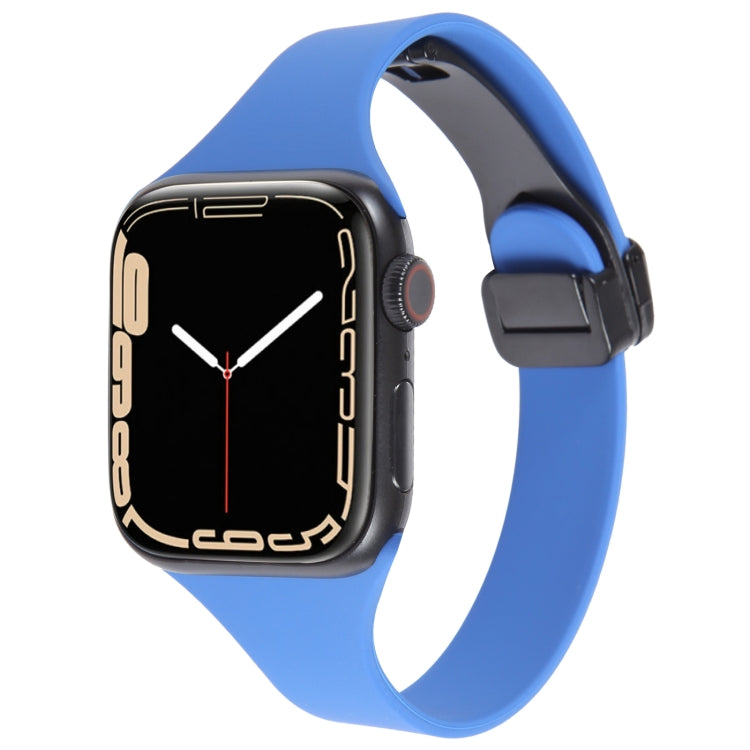 For Apple Watch 4 44mm Magnetic Buckle Slim Silicone Watch Band(Royal Blue) - Watch Bands by PMC Jewellery | Online Shopping South Africa | PMC Jewellery