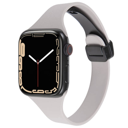 For Apple Watch 4 44mm Magnetic Buckle Slim Silicone Watch Band(Rock Grey) - Watch Bands by PMC Jewellery | Online Shopping South Africa | PMC Jewellery