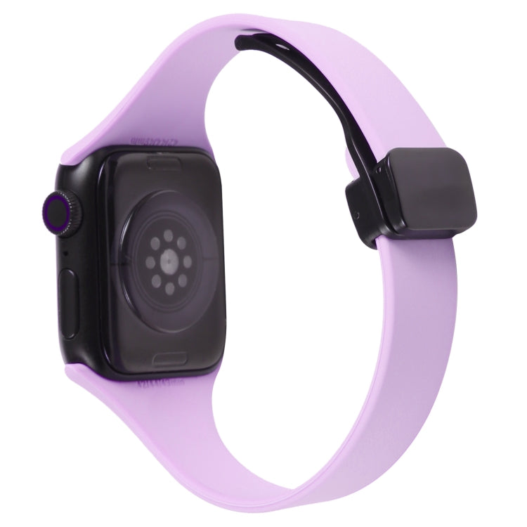 For Apple Watch 4 44mm Magnetic Buckle Slim Silicone Watch Band(Lavender) - Watch Bands by PMC Jewellery | Online Shopping South Africa | PMC Jewellery