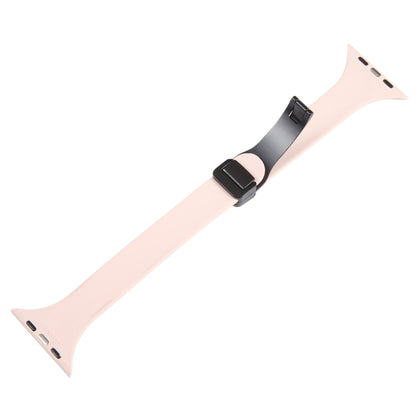 For Apple Watch 3 38mm Magnetic Buckle Slim Silicone Watch Band(Pink) - Watch Bands by PMC Jewellery | Online Shopping South Africa | PMC Jewellery