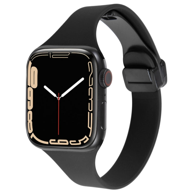 For Apple Watch 2 42mm Magnetic Buckle Slim Silicone Watch Band(Black) - Watch Bands by PMC Jewellery | Online Shopping South Africa | PMC Jewellery