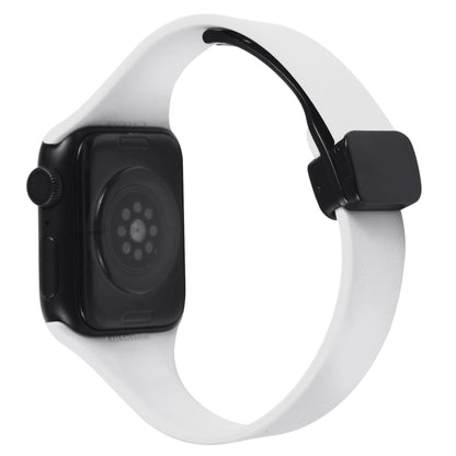 For Apple Watch 42mm Magnetic Buckle Slim Silicone Watch Band(White) - Watch Bands by PMC Jewellery | Online Shopping South Africa | PMC Jewellery