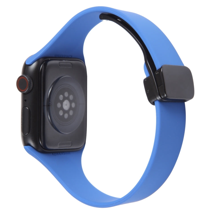 For Apple Watch 38mm Magnetic Buckle Slim Silicone Watch Band(Royal Blue) - Watch Bands by PMC Jewellery | Online Shopping South Africa | PMC Jewellery