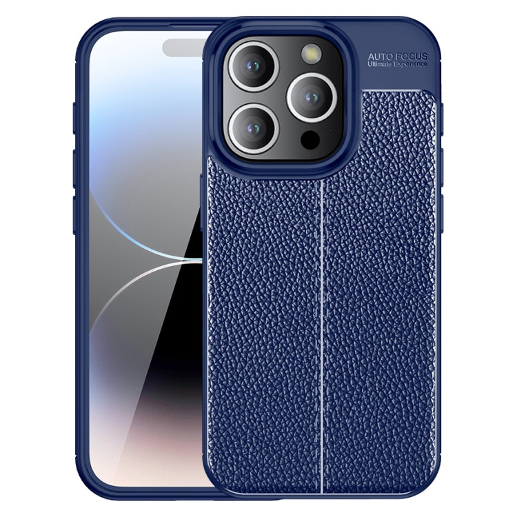 For iPhone 15 Pro Litchi Texture Shockproof TPU Phone Case(Blue) - free shipping - PMC TechLife - Order now!