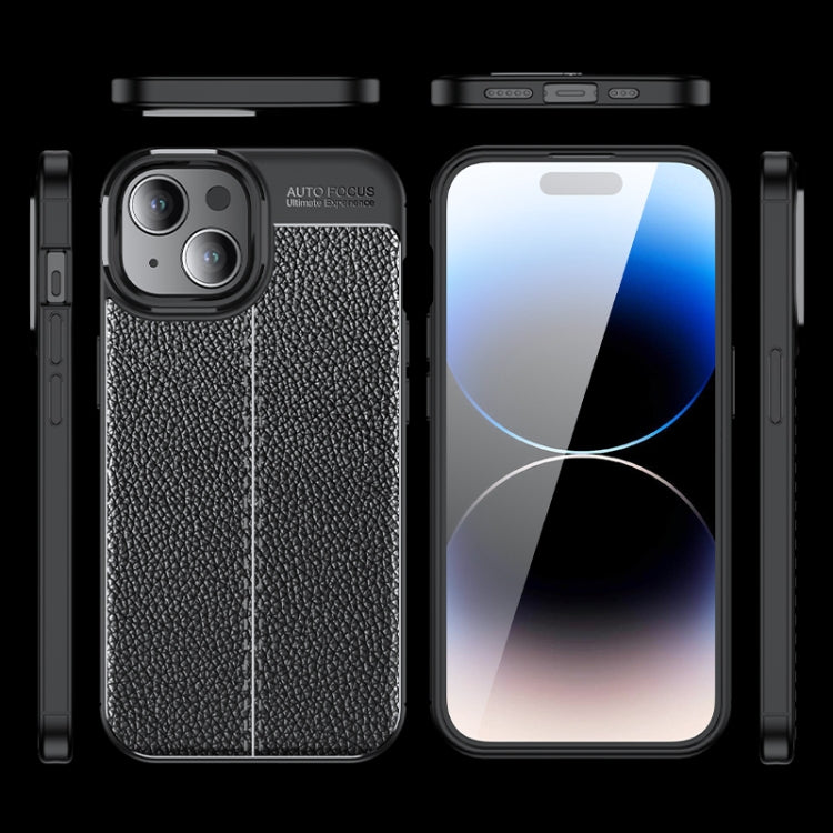For iPhone 15 Plus Litchi Texture Shockproof TPU Phone Case(Blue) - free shipping - PMC TechLife - Order now!