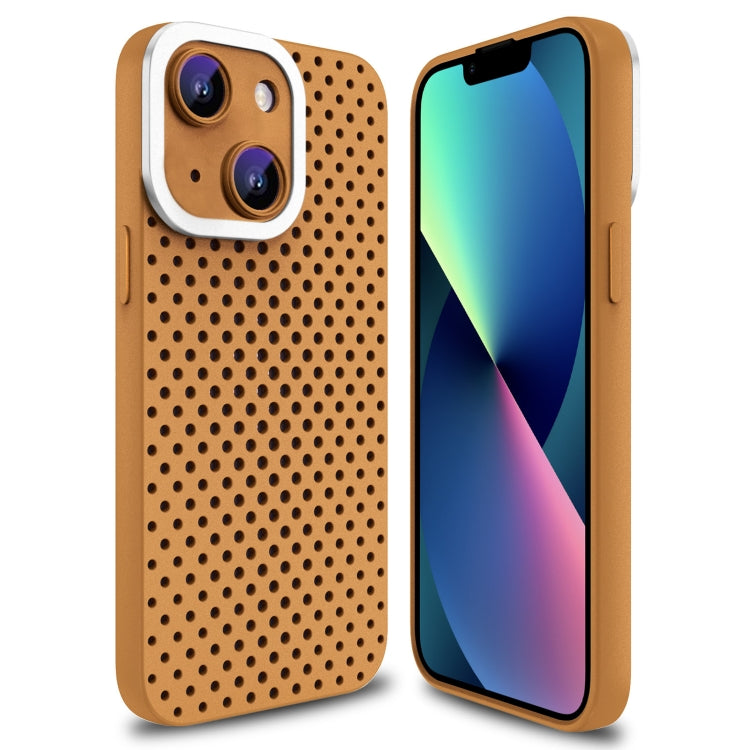 For iPhone 13 Hollow Heat Dissipation TPU Phone Case(Brown) - iPhone 13 Cases by PMC Jewellery | Online Shopping South Africa | PMC Jewellery