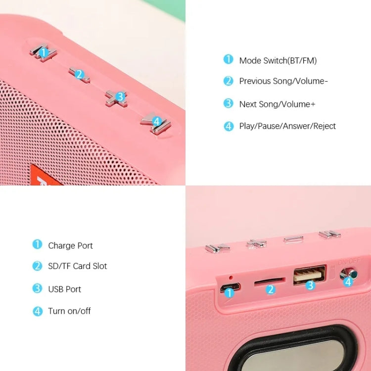 T&G TG179 Outdoor Multifunctional Wireless Bluetooth Speaker Support USB / TF / FM(Pink) - Mini Speaker by T&G | Online Shopping South Africa | PMC TechLife | Buy Now Pay Later Mobicred