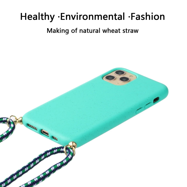 For iPhone 15 Pro Max Wheat Straw Material + TPU Phone Case with Lanyard(Green) - iPhone 15 Pro Max Cases by PMC Jewellery | Online Shopping South Africa | PMC Jewellery