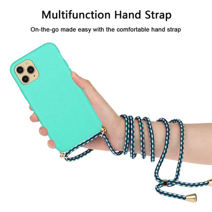 For iPhone 15 Pro Wheat Straw Material + TPU Phone Case with Lanyard(Green) - iPhone 15 Pro Cases by PMC Jewellery | Online Shopping South Africa | PMC Jewellery