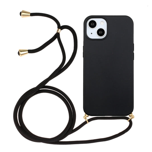 For iPhone 15 Plus Wheat Straw Material + TPU Phone Case with Lanyard(Black) - iPhone 15 Plus Cases by PMC Jewellery | Online Shopping South Africa | PMC Jewellery