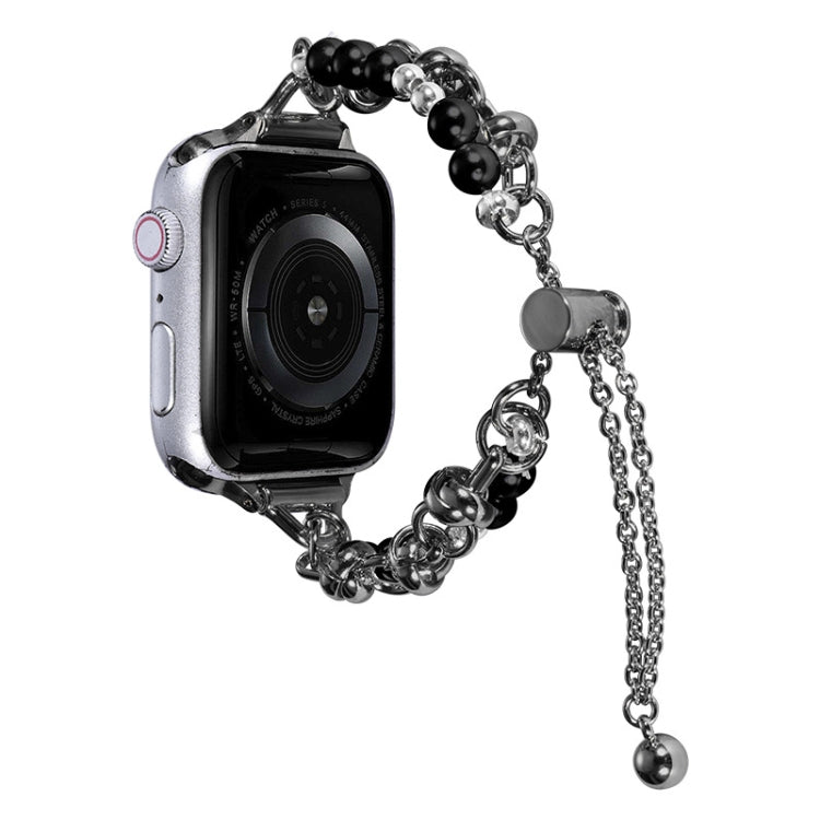 For Apple Watch SE 40mm Pearl Bracelet Metal Watch Band(Black) - Watch Bands by PMC TechLife | Online Shopping South Africa | PMC TechLife