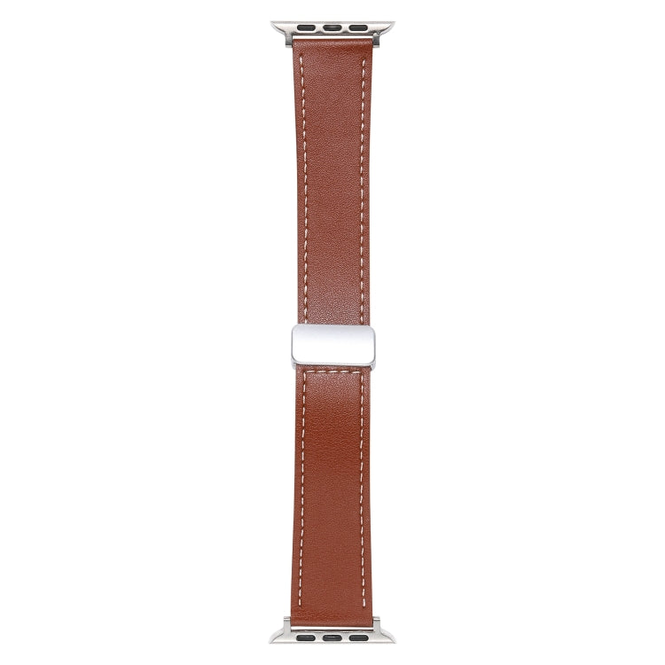 For Apple Watch 5 40mm Magnetic Buckle Skin Feel Leather Watch Band(Brown) - Watch Bands by PMC Jewellery | Online Shopping South Africa | PMC Jewellery