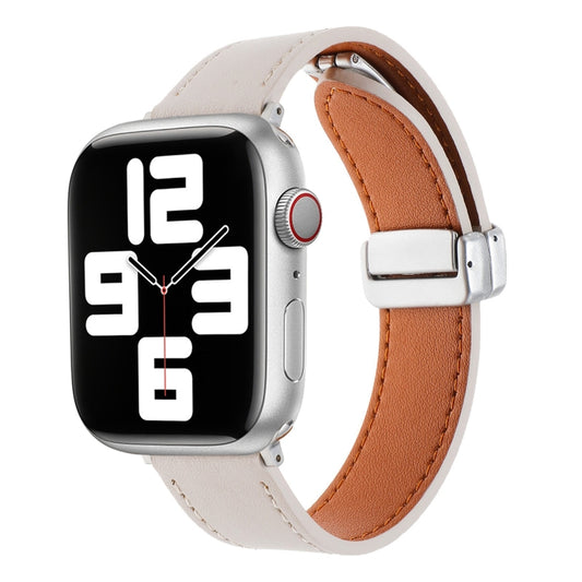 For Apple Watch 5 40mm Magnetic Buckle Skin Feel Leather Watch Band(Apricot) - Watch Bands by PMC Jewellery | Online Shopping South Africa | PMC Jewellery