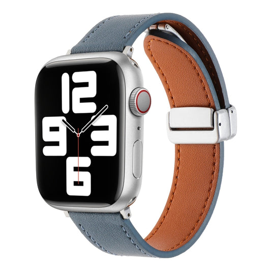 For Apple Watch 3 38mm Magnetic Buckle Skin Feel Leather Watch Band(Light Blue) - Watch Bands by PMC Jewellery | Online Shopping South Africa | PMC Jewellery