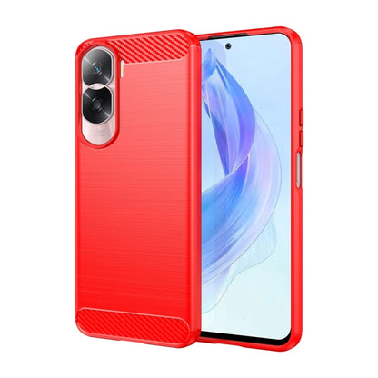 For Honor 90 Brushed Texture Carbon Fiber TPU Phone Case(Red) - Honor Cases by PMC Jewellery | Online Shopping South Africa | PMC Jewellery