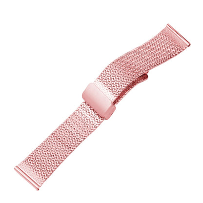 For Apple Watch 7 45mm Magnetic Buckle Herringbone Mesh Metal Watch Band(Pink) - Watch Bands by PMC Jewellery | Online Shopping South Africa | PMC Jewellery