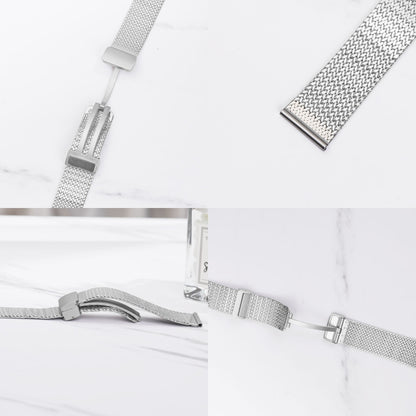 For Apple Watch SE 2022 44mm Magnetic Buckle Herringbone Mesh Metal Watch Band(Starlight) - Watch Bands by PMC Jewellery | Online Shopping South Africa | PMC Jewellery