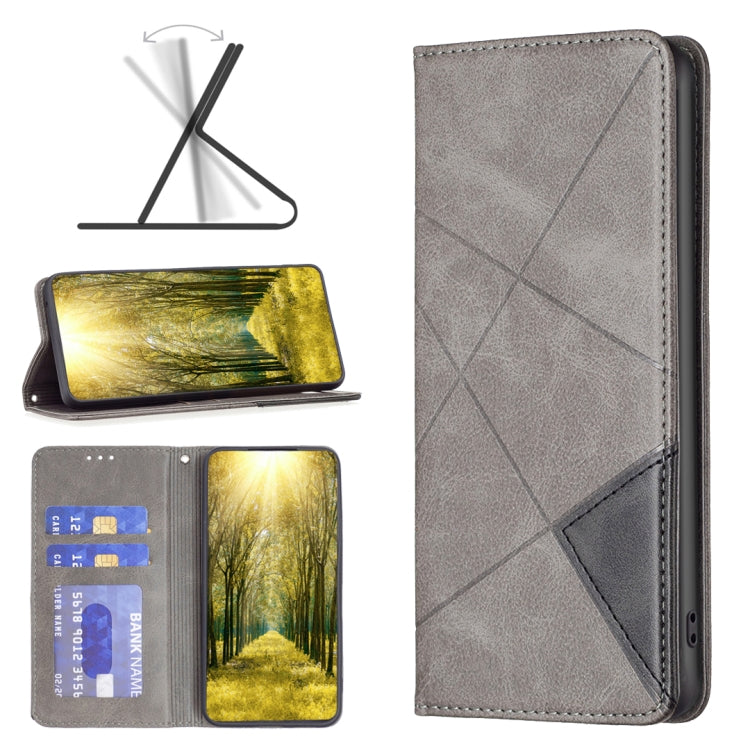 For iPhone 15 Pro Rhombus Texture Magnetic Leather Phone Case(Grey) - free shipping - PMC TechLife - Order now!