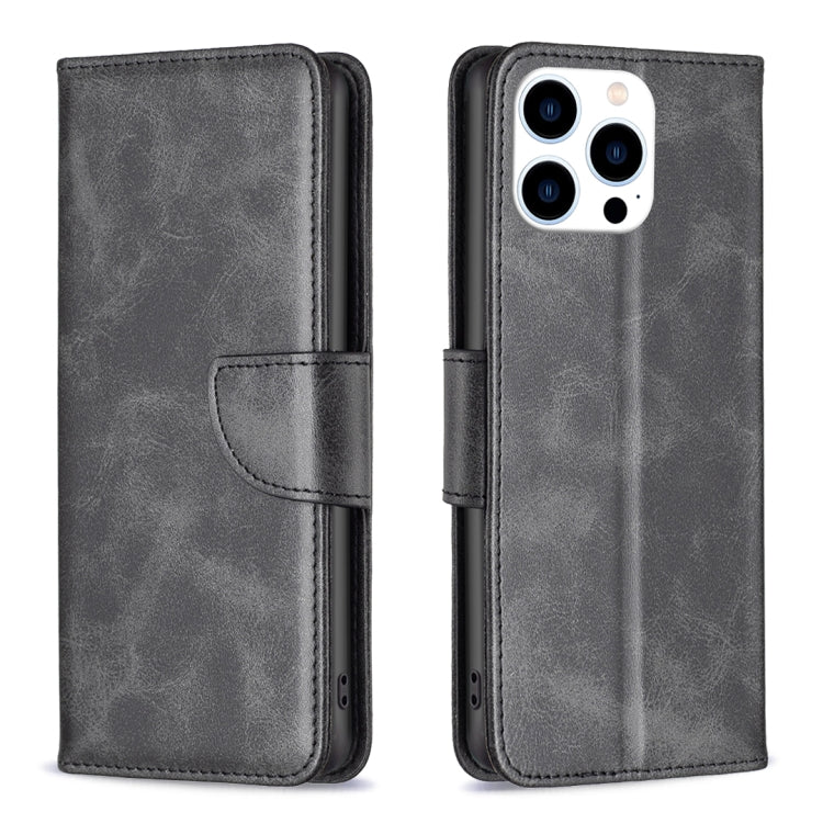 For iPhone 15 Pro Lambskin Texture Pure Color Flip Leather Phone Case(Black) - iPhone 15 Pro Cases by PMC Jewellery | Online Shopping South Africa | PMC Jewellery