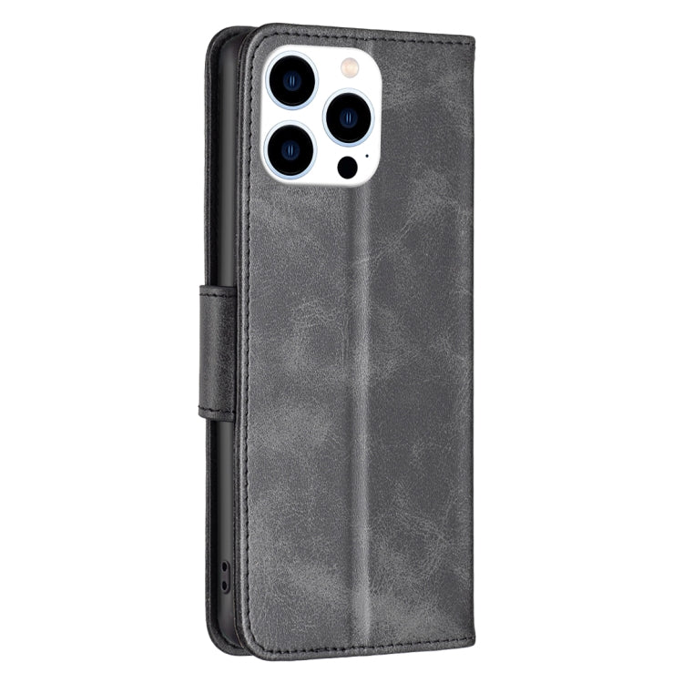 For iPhone 15 Pro Lambskin Texture Pure Color Flip Leather Phone Case(Black) - iPhone 15 Pro Cases by PMC Jewellery | Online Shopping South Africa | PMC Jewellery