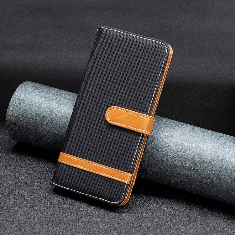 For iPhone 15 Pro Max Color Block Denim Texture Leather Phone Case(Black) - free shipping - PMC TechLife - Order now!