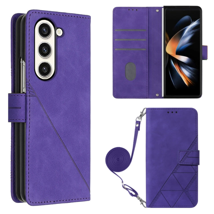 For Samsung Galaxy Z Fold5 5G Crossbody 3D Embossed Flip Leather Phone Case(Purple) - free shipping - PMC TechLife - Order now!