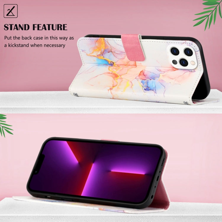 For iPhone 15 Pro PT003 Marble Pattern Flip Leather Phone Case(Galaxy Marble White) - free shipping - PMC TechLife - Order now!