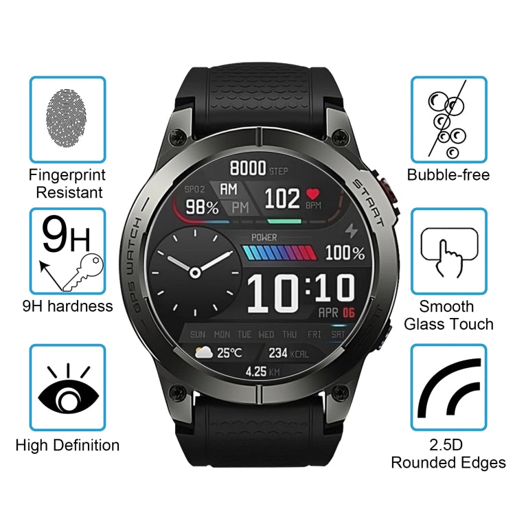 For Zeblaze Stratos 3 50pcs 0.26mm 2.5D 9H Tempered Glass Film Watch Screen Protector - Screen Protector by PMC TechLife | Online Shopping South Africa | PMC TechLife