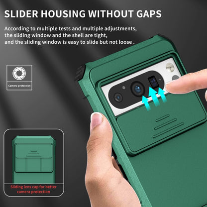 For Google Pixel 8 Pro Stereoscopic Holder Sliding Camshield Phone Case(Green) - Google Cases by PMC Jewellery | Online Shopping South Africa | PMC Jewellery